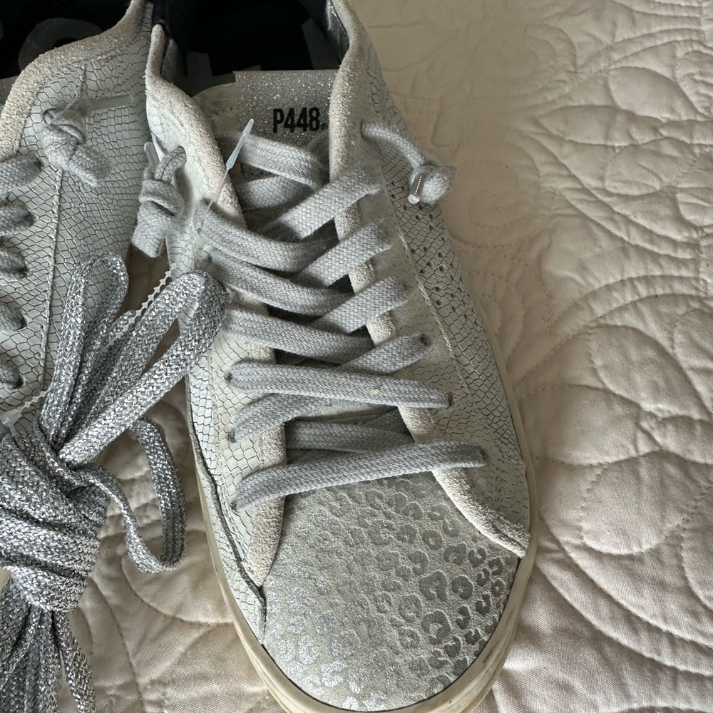 P448 Faux Snake and Leopard Leather Sneakers 38 - Picture 2 of 10